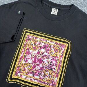 Crooks & Castles Hawaii Graphic T-Shirt Mens L (Fits Medium) Black Floral Bullet